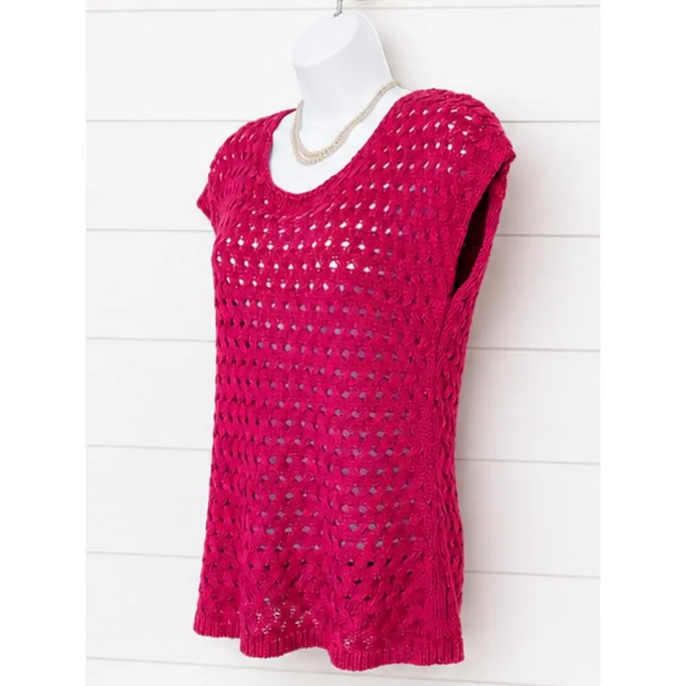 COLDWATER CREEK Fuchsia Open Knit Sweater Layering Size S/8
